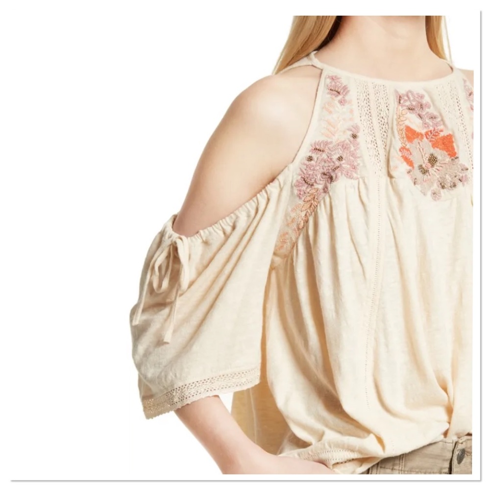 Free People Fast Times Cold Shoulder Top Sz XS NWT Oversized